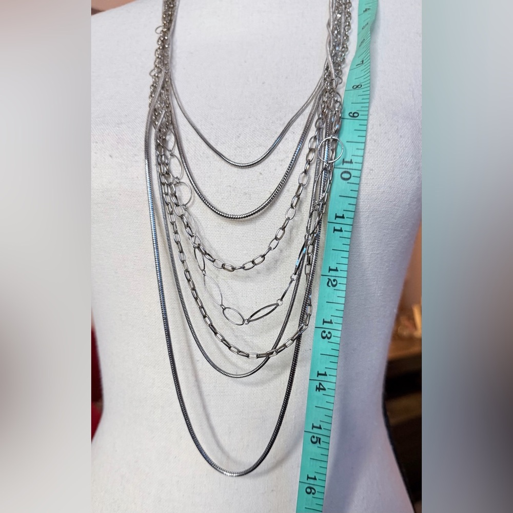 Chic Multi-Layer Silver Plated Necklace - image 8